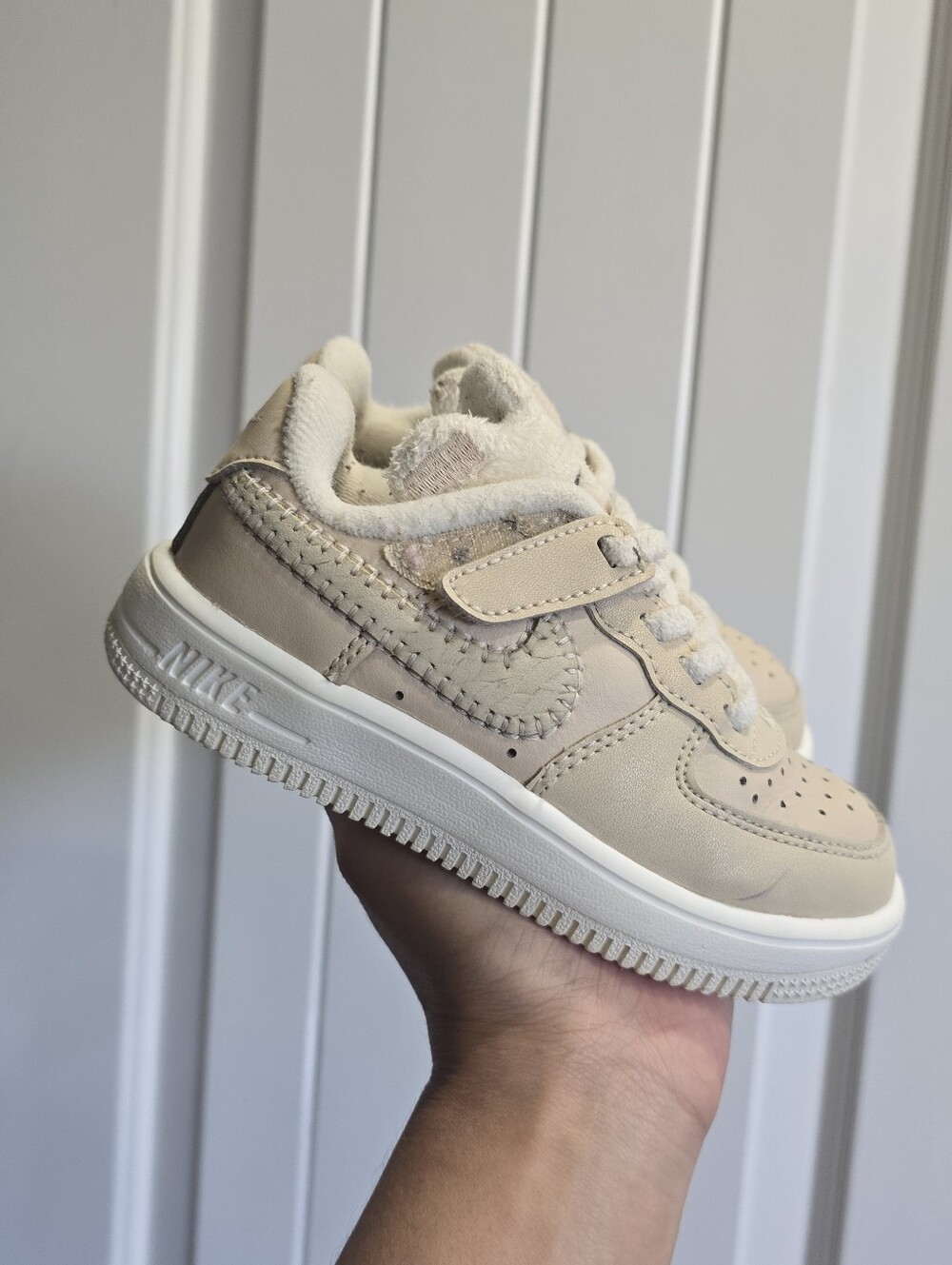 Toddler's Nike Force 1 Low Easyon Sand Drift/Sail-Ivory 9c